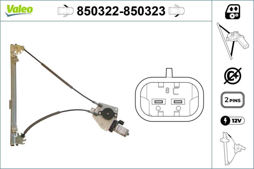 Mécanisme de lève-vitre (lève-vitre) VALEO 850322